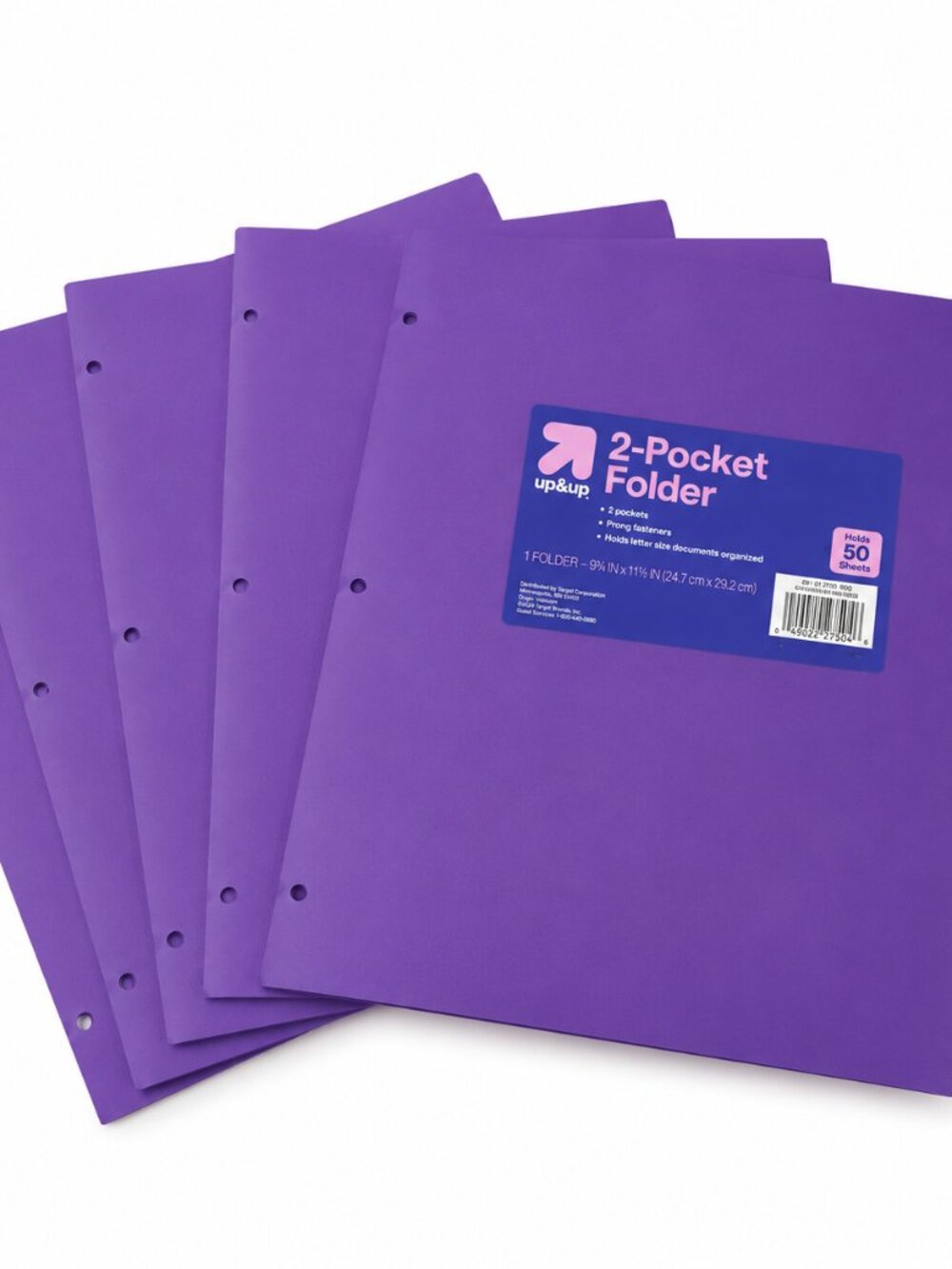 5 Pack Purple 2 Pocket Plastic Folders with Prongs Letter Size School Office New